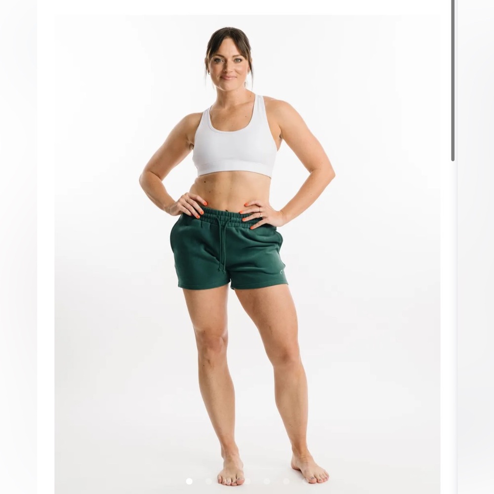 Zyia Pine Green Relaxation Sweat Shorts Sz M - Picture 2 of 8